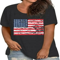 Xiang Ran Plus Veličina američke majice zastava Žene Patriotske košulje USA Grafička majica zastava
