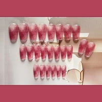 Pritisnite na noktima Srednje francuske ružičaste naljepnice za nokti Dizzy Dye dizajnira Jesenski zimski