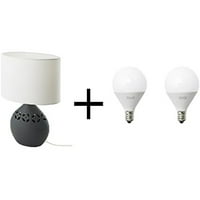 IKEA stolna svjetiljka, keramika, crna i ikea LED žarulja E lumen, globus opal