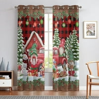 Leuncero Xmas Božićne zavjese Gromet drapes Lanen Teksturirani prozor Zavjese za zavjese Long Home Decor