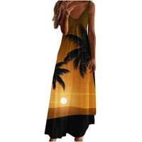 PBNBP Havajske haljine za žene Ljeto plus veličine Ombre Tie Dye Tropicno print Spaghetti remen Casual