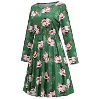 Ljetne haljine za prodaju za žene za žene s dugim rukavima za tisak cvjetnih uzorka Okrugli vrat Midi