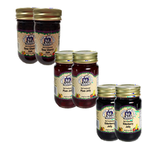 Amish Wedding Foods Virry Jam od šljiva Jelly & Elderberry Jelly, raznolikosti OZ staklenke