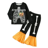 0-3T dječja dječja djevojka Halloween Outfits skelet Top Flare Hlače jeseni zimski setovi