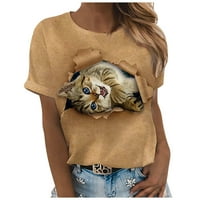 Ljetni vrhovi za žene Trendy Cat Graphic Tees Slatka modna majica kratkih rukava Dressy casual crewneck
