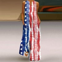 Luiyenes Dnevna haljina za nezavisnost za žene zastava tiskana duga maxi haljina na plaži