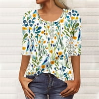 Apepal Womens vrhovi žene Henley majice rukav s majicama majica Dressy Bluze za žene Yellow XL
