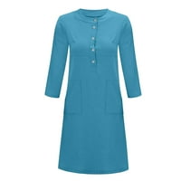 Haljine za žene Ženska rukava Smjena od pune posade Shift kratke jednostavne modne haljine plavi 3xl