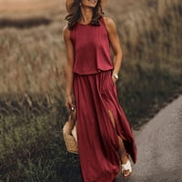 SIMPLMASYGENI Ženska haljina dugih rukava Ljeto Jesen Modni ženski seksi ljetni casual bez rukava okrugli