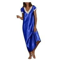 Zermoge Plus Veličine za žene Dame Ženske žene s kratkim rukavima V-izrez Pajamas Long haljina noćna vožnja spavaća odjeća