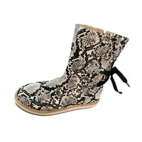 Juebong ženske cipele modni leopard zmijski uzorak čipke sa niskim nagnutim zgušnjim srednjim čizmama,