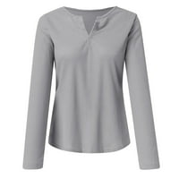 Ženske vrhove Dressy Case Casual Boho dugi rukav V izrez Pulover pune boje Casual majica Bluze za žene