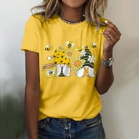 Koaiezne ženske klasične verzije tipa pamučna kratka rukava CrewNeck ma majica zabavni otisnuti pčelinji
