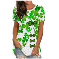 Fanxing Clearance Ležerna košulja za žene kratki rukav na vrhu Leat Fit St.Patrick's Day Print majica