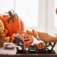 Sretan drveni središnji čestići za Halloween Halloween Stol ukrasi sa lubanjem Bundeckin dekor za Halloween ukrasi za kućnu kuhinju