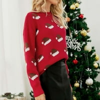Crni kašmirski džemper Ženski džemper Želi božićni džemper Ženski okrugli vrat dugih rukava uzorak pletene