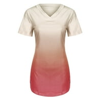 Folure ženske vrhove ženskih kratkih rukava V-izrez gradijent boje labave ležerne bluza majice