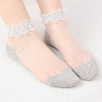 Ediodpoh ženske čarape tanke prozirne čipke čarape kratke staklene čarape za žene čarape sive jedna