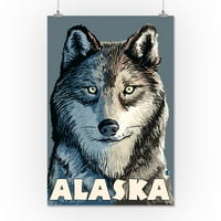 Aljaska - vuk up blizu - Lantern Press originalni poster