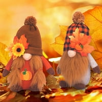 Jesen dekor jesen gnomi plišani vil, gospodin i gospođa. Gnomes Holding Harptem plodove za ukrase zahvalnosti,