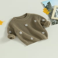 Toddler Djevojka DUGE DUGE TOFAN LOGHNICE Cvetni zimski topli pleteni pulover Duks vrh