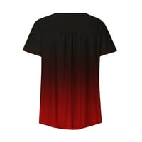 Ženski vrhovi V-izrez casual bluza Čvrsti ženske majice kratki rukav modni vino l