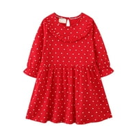 Entyinea devojke casual maxi haljina dugih rukava ispis Twirly casual dečje oblačenje crveno 7t
