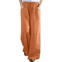 Ženske hlače Sawvnm Fashion Žene Ležerne prilike pune boje elastične labave hlače Ravne široke pantalone
