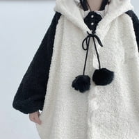 Ženska zima Fleece Hupeod jakna harajuku kawaii crtani panda uši dugi rukavi dugi rukavi preveliki kaput