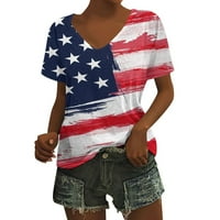Thirts 4. jula za žene Ležerne Američke zastave Top zvijezde Stripes Majice Dan neovisnosti Bluze