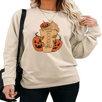 Niuer Dame Leisure Baggy Dugi rukav Halloween Majica Žene Fall Labavi fit pulover bundeve print Crew