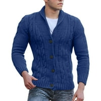LisingTool vrhovi muški kabel pleteni kardigan džemper šal ovratnik labav fit s dugim rukavima casual
