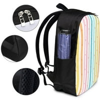 17 Laptop ruksak, Rainbow Line uzorak modni ruksak za putovanja sa USB i kablovskim slušalicama za muškarce