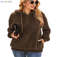 Badpiggies ženski nejasno runo dukserice casual labavo Sherpa pulover prevelika kapuljača sa džepovima