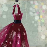 Wilson, Aimee Crni moderni uokvireni muzej Art Print pod nazivom - Fuschia haljina II