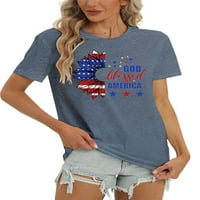 Prednjeg swalk ženske ljetne majice USA zastava 4. jula Dan neovisnosti Ležerne bluze kratkih rukava