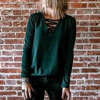 Ženska modna casual pulover u boji Crow V-izrez dugih rukava Hot8SL4870278