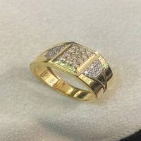 Pave 0. CTS Okrugli sjajni rezni dijamanti Muški vjenčani prsten za vjenčanje u znak Hallmark 14K žuto zlato