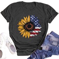 Košulja američke zastave Žene 4. srpnja Košulje Suncokret Patriotic Tee vrhovi