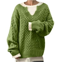 Pleteni džemper vrhovi za žene kabel pletene džempere dugih rukava Ležerne prilike sa slobodnim jednim