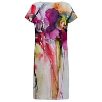 Idoravan ženska ljetna majica Dress Weons kratkih rukava haljine modni cvjetovi ispisani struk sandress