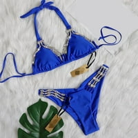 Ženski kupaći kostimi set plaže bandeau zavoj dijamantski puni kowo set kupaći kostimi plavi l