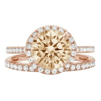 2.48ct Marquise Cut Brown Prirodni morgatit 14K ružičasto zlato graviranje halo godišnjica vjenčanja Angažman bridalni prsten set veličine 8