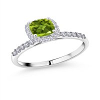 Gem Stone King 1. CT jastuk Zeleni peridot bijeli Izradio Sapphire 10k bijeli zlatni prsten