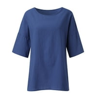 Ženski vrhovi casual bluze Ljetni rukavi za posade Cvjetni ispisani posteljina tunika TUNIC TEE Slobodne majice