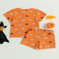 Bagilaanoe Newborn Baby Girl Boy Halloween Outfits bundeve Print Short rukave na majici + kratke dojenčad