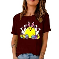 Žene Uskršnje košulje Rabs Uskršnji jaja Grafički kratki rukav Smiješni majica Crew vrat Casual Bluse