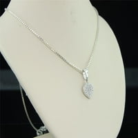 Dame. Sterling srebrni ljubavni dijamantski privjesak za ogrlicu za ogrlicu. CT