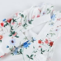 Yubatuo Womens Ljetni modni seksi cvjetni ispisani vitki omotani haljini bez rukava V-izrez mini haljine