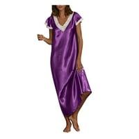 Labakihah Nightgowns za žene Ženske kratkih rukava V izrez Kućna odjeća Pijamas duga haljina na spavaćim